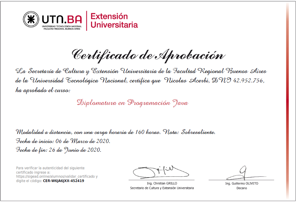 Certificado Desarrollo Web